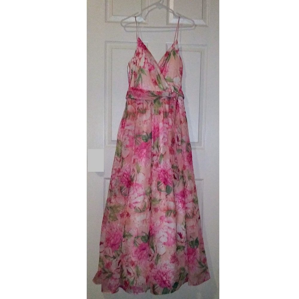 Floral Maxi Dress Sleeveless A Line Cottagecore Romantic Coquette Feminine Chic - Picture 4 of 5